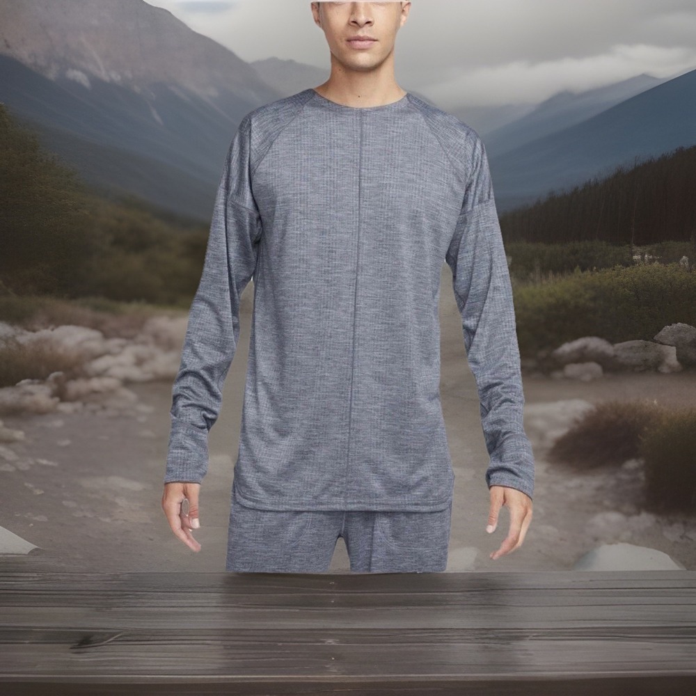 Nike Yoga Long Sleeve Top Mens Size Medium Grey Dri Fit Thumbholes